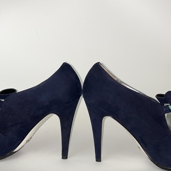 Ron White, Navy Blue suede (39), made in Italy, heels with bow - Picture 2 of 9